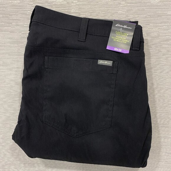 Eddie Bauer Fleece Lined Tech Pants Mens 40 x 30 Black Water Repellent Insulated - Picture 6 of 11